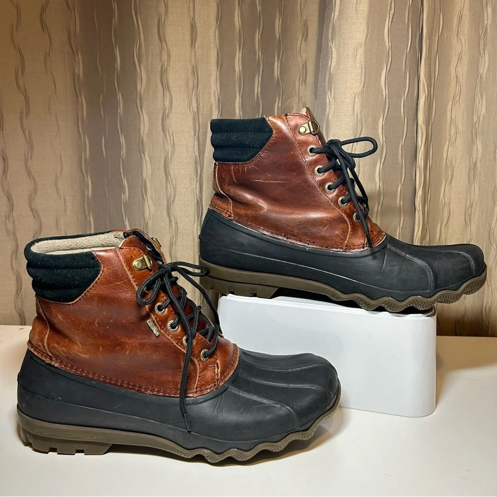 Sperry Top Sider Men’s 8 Avenue Duck Boot Black Amaretto Brown Leather STS10548